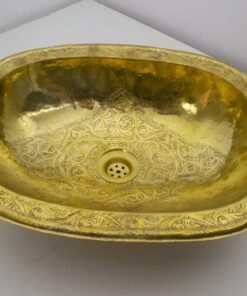 Solid brass bathroom vanity moroccan sink, kitchen gold drop in customizable sink (17x13)