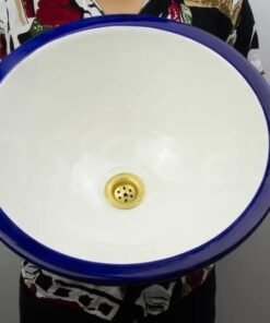 Ceramic bathroom vessel sink | hand painted vanity bowl sink