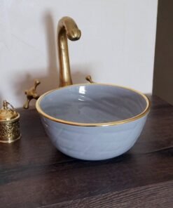 14 karat gold minimalist bathroom bowl ceramic washbasin - customizable
