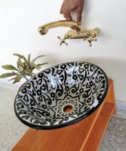 Basin ceramic sink + unlacquered brass faucet .& wall mount brass faucet with your measurements