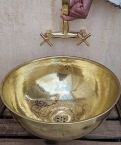Unlacquered Handmade Moroccan Brass bathroom Sink With Customizable Sizes