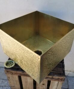 CUSTOMIZABLE Brass Bathroom Sink - Handmade Farm Square Bathroom Sink - Bathroom Decor - Engraved Finish Brass Sink - Vessel Bathroom Sink