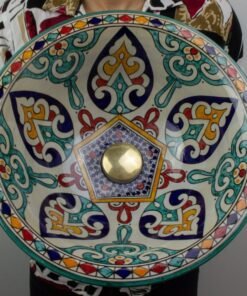 Ceramic Handmade Table Top vessel Sink Hand Painted Moroccan Washbasin for Bathroom