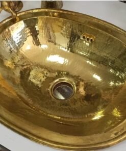 Oval brass sink, vintage Moroccan brass hand hammered round sink wash basin, handcrafted sink with Moroccan design