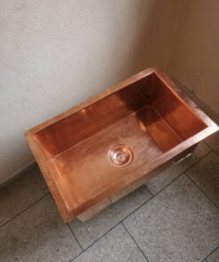 Copper Bar Kitchen Sink - Smooth Copper Sink - Kitchen Sink - 550mm x 400mm x 200mm