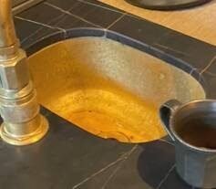 15 34" x 11 1316" x 5 716" Lightly Hammered Unlacquered Brass Oval Bar Sink