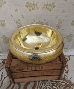 Unlacquered Handmade Brass Bathroom Sink With Customizable Sizes