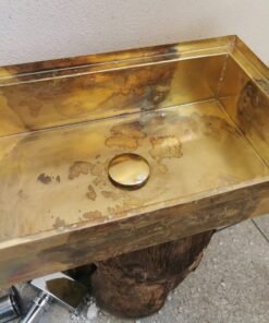 Unlacquered Handmade Moroccan Brass Kitchen Sink With Customizable Sizes