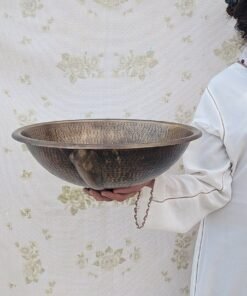 Unlacquered Handmade Moroccan Brass Bathroom Sink With Customizable Sizes