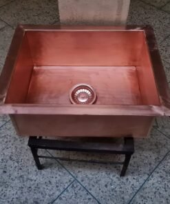18.5" x 16.5" Drop In Unlaquered Copper Sink - Copper Undermount Kitchen Sink - Mid Century Modern Brushed Copper Sink - Bar Copper Sink