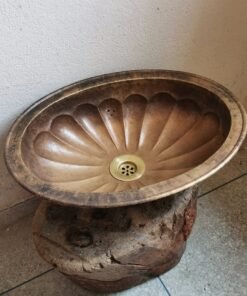 Unlacquered Handmade Moroccan Brass Bathroom Sink With Customizable Sizes