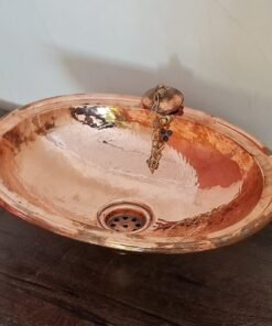 Unlacquered Handmade Moroccan Brass Bathroom Sink With Customizable Sizes