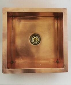 Handmade Unlaquered Copper Sink - Interior Dimensions 400mm x 400mm (16" x 16") - Age And Patina Over Time - Copper Bar Sink - Kitchen Sink