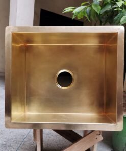 Unlacquered Handmade Moroccan Brass Kitchen Sink With Customizable Sizes
