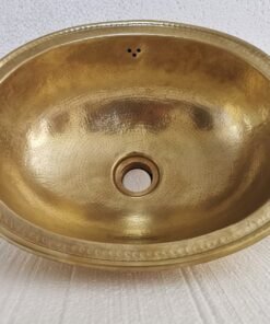 Unlacquered Handmade Moroccan Brass Bathroom Sink With Customizable Sizes