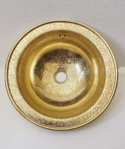 Unlacquered Handmade Moroccan Brass Bathroom Sink With Customizable Sizes