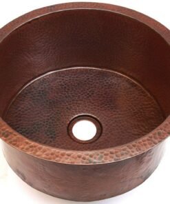 Handmade Copper Bar Sink - 16 x 16 x 7 inches Copper Sink - Round Undermount Copper Wet Bar Sink - Hand Hammered 18 Guage Thick Copper Sink