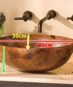 Custom Hammered Copper Oval Vessel Bathroom Sink - 400mm x 300mm x 110mm