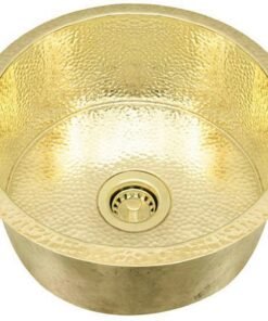 Handmade Brass Bar Sink - 16 x 16 x 7 inches Brass Sink - Round Undermount Brass Wet Bar Sink - Hand Hammered 18 Guage Thick Brass Sink