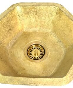 Custom Made Hexagon Brass Bar Prep Sink - Vessel Bathroom Sink - Undermount DropIn Vessel Brass Sink - 16" x 16" x 7"