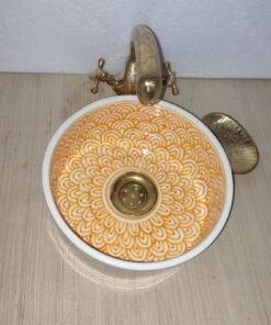 100% hand-crafted ceramic, hand-painted mid-century modern bathroom sink