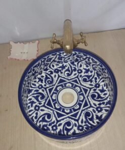 Artisanal Elegance: Handmade Moroccan Ceramic Sink – Exquisite Hand-painted Beauty for Your Arabic-inspired Bathroom