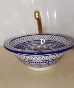 100% hand-crafted ceramic, hand-painted mid-century modern bathroom sink