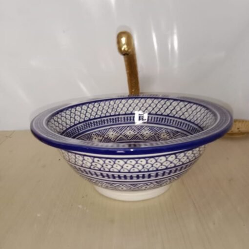 100% hand-crafted ceramic, hand-painted mid-century modern bathroom sink