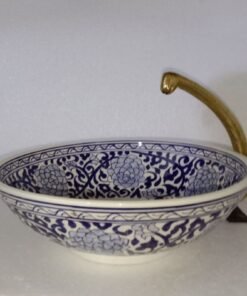 Artisanal Elegance: Handmade Moroccan Ceramic Sink – Exquisite Hand-painted Beauty for Your Arabic-inspired Bathroom