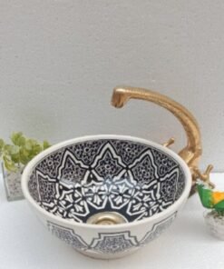 100% hand-crafted ceramic, hand-painted mid-century modern bathroom sink