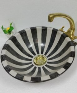 100% hand-crafted ceramic, hand-painted mid-century modern bathroom sink