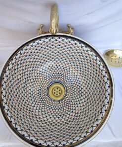 100% hand-crafted ceramic, hand-painted mid-century modern bathroom sink