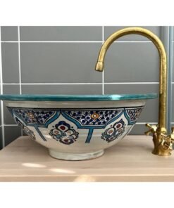 Handcrafted Moroccan Ceramic Vessel Sink - Mid Century Modern Style for Stylish Bathroom Décor