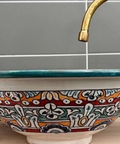 Handcrafted Moroccan Ceramic Vessel Sink - Mid Century Modern Style for Stylish Bathroom Décor