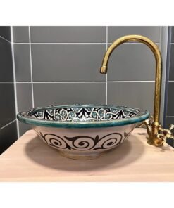 Handcrafted Modern Moroccan Vessel Sink - A Mid Century Modern Style Ceramic Basin for Stylish Guest Rooms and Bathrooms